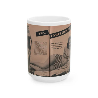 Penny Duncan #49 - [Pages 32 & 33] Pages 1 & 2 of 7 with, 2 B&W Photos, Caption & Info from PHOTO Digest Mag. May '54 (Vintage Female Icon) White Coffee Mug 15oz - Go Mug Yourself