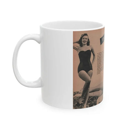 Penny Duncan #49 - [Pages 32 & 33] Pages 1 & 2 of 7 with, 2 B&W Photos, Caption & Info from PHOTO Digest Mag. May '54 (Vintage Female Icon) White Coffee Mug - Go Mug Yourself
