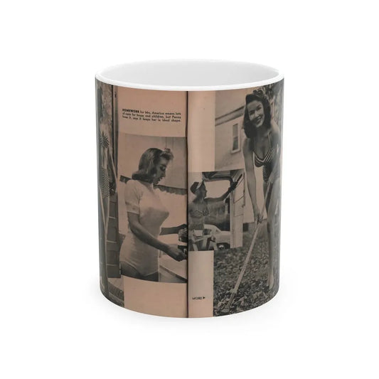 Penny Duncan #50 - [Pages 34 & 35] Pages 3 & 4 of 7 with, 3 B&W Photos & Caption from PHOTO Digest Mag. May '54 (Vintage Female Icon) White Coffee Mug 11oz - Go Mug Yourself