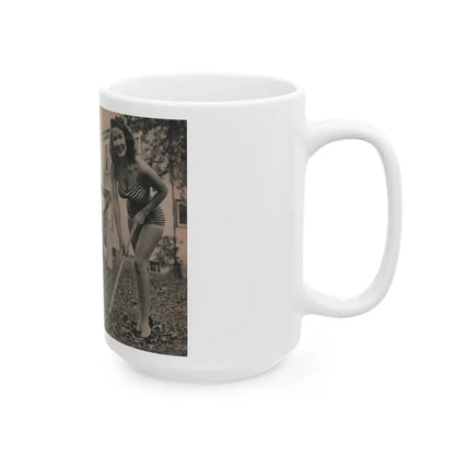 Penny Duncan #50 - [Pages 34 & 35] Pages 3 & 4 of 7 with, 3 B&W Photos & Caption from PHOTO Digest Mag. May '54 (Vintage Female Icon) White Coffee Mug - Go Mug Yourself