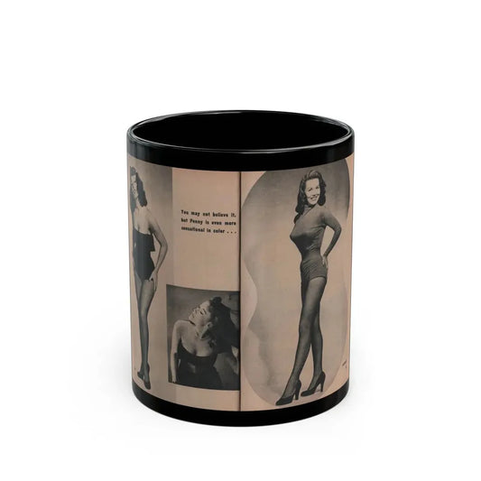 Penny Duncan #51 - [Pages 36 & 37] Pages 5 & 6 of 7 with, 3 B&W Photos & Caption from PHOTO Digest Mag. May '54 (Vintage Female Icon) Black Coffee Mug 11oz - Go Mug Yourself