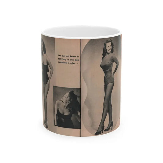 Penny Duncan #51 - [Pages 36 & 37] Pages 5 & 6 of 7 with, 3 B&W Photos & Caption from PHOTO Digest Mag. May '54 (Vintage Female Icon) White Coffee Mug 11oz - Go Mug Yourself