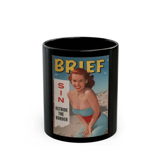Penny Duncan #52 - Penny on Cover in Color & inside spread from BRIEF Digest Mag. March '55 (Vintage Female Icon) Black Coffee Mug 11oz - Go Mug Yourself