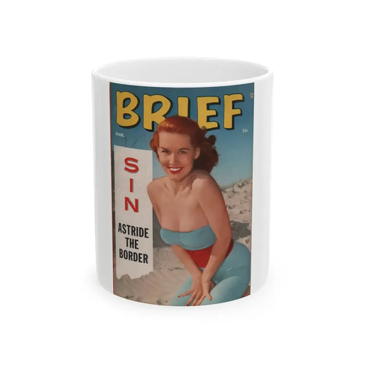 Penny Duncan #52 - Penny on Cover in Color & inside spread from BRIEF Digest Mag. March '55 (Vintage Female Icon) White Coffee Mug 11oz - Go Mug Yourself
