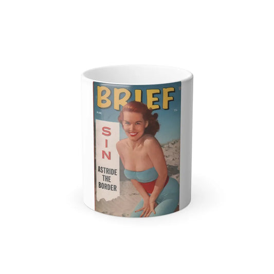 Penny Duncan #52 - Penny on Cover in Color & inside spread from BRIEF Digest Mag. March '55 (Vintage Female Icons) Color Changing Mug 11oz-11oz-Go Mug Yourself
