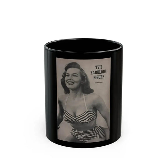 Penny Duncan #53 - Intro to Penny on Page 83 from BRIEF Digest Mag. March '55 - Reverse side of back cover 1 B&W Photo (Vintage Female Icon) Black Coffee Mug 11oz - Go Mug Yourself
