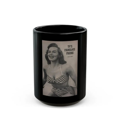 Penny Duncan #53 - Intro to Penny on Page 83 from BRIEF Digest Mag. March '55 - Reverse side of back cover 1 B&W Photo (Vintage Female Icon) Black Coffee Mug 15oz - Go Mug Yourself