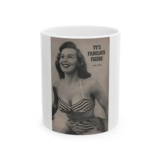 Penny Duncan #53 - Intro to Penny on Page 83 from BRIEF Digest Mag. March '55 - Reverse side of back cover 1 B&W Photo (Vintage Female Icon) White Coffee Mug 11oz - Go Mug Yourself