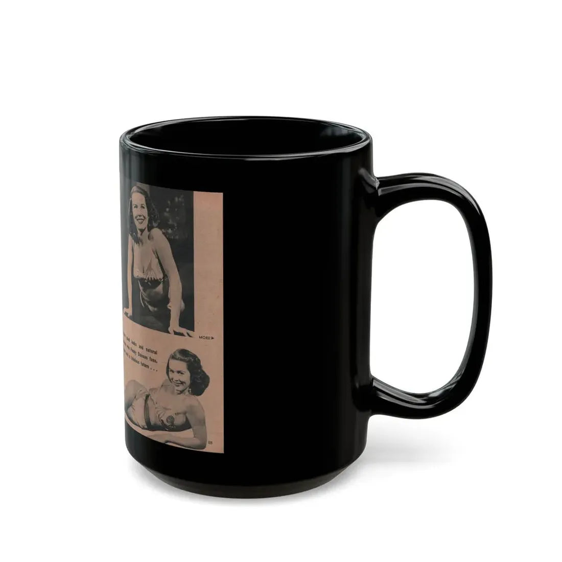 Penny Duncan #55 - [Pages 84 & 85] Pages 2 & 3 of 8 with, Penny+3 B&W Photos, Paragraph & Caption from BRIEF Digest Mag. March '55 (Vintage Female Icon) Black Coffee Mug - Go Mug Yourself