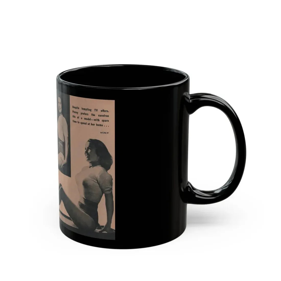 Penny Duncan #56 - [Pages 86 & 87] Pages 4 & 5 of 8 with, Penny+3 B&W Photos & Caption from BRIEF Digest Mag. March '55 (Vintage Female Icon) Black Coffee Mug - Go Mug Yourself
