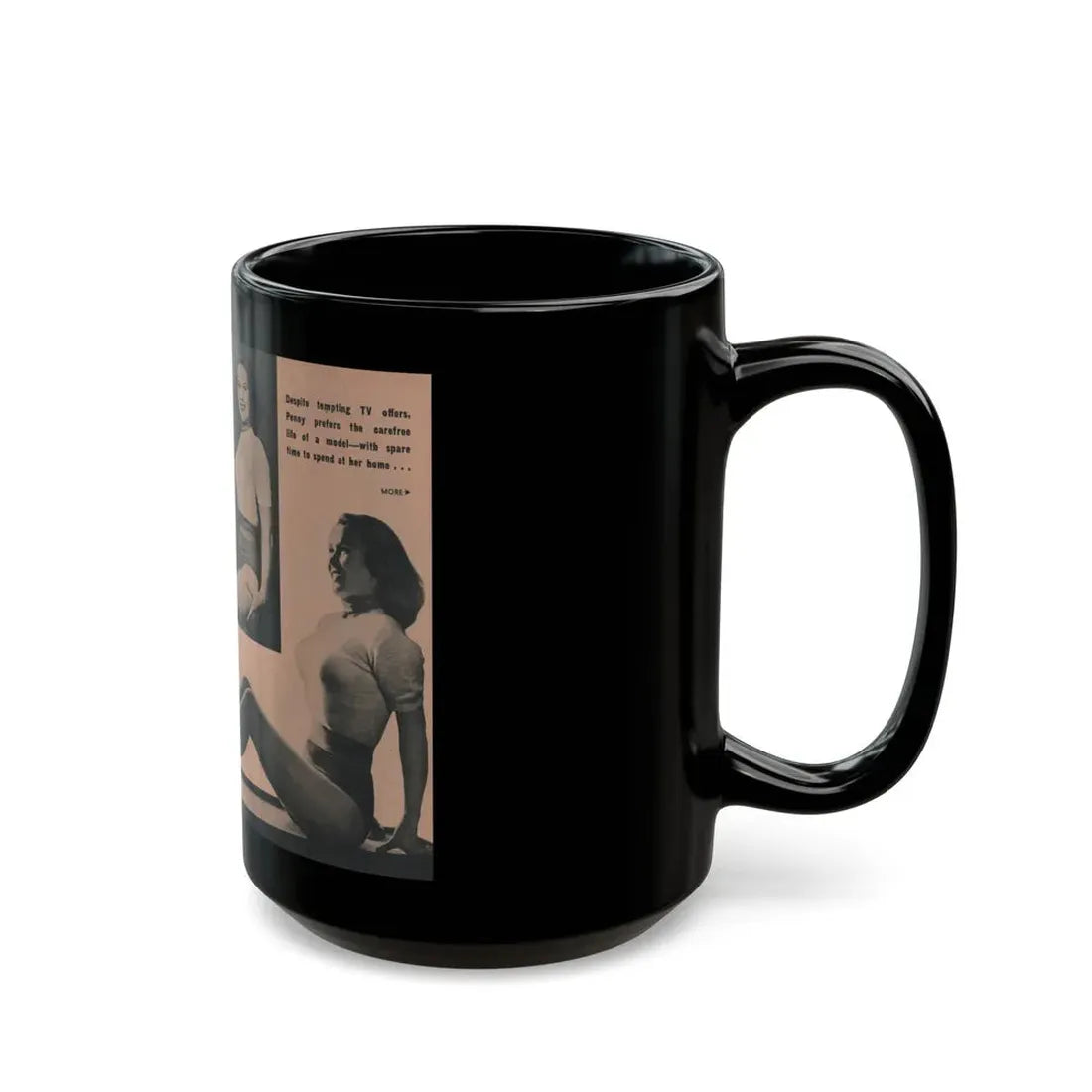 Penny Duncan #56 - [Pages 86 & 87] Pages 4 & 5 of 8 with, Penny+3 B&W Photos & Caption from BRIEF Digest Mag. March '55 (Vintage Female Icon) Black Coffee Mug - Go Mug Yourself