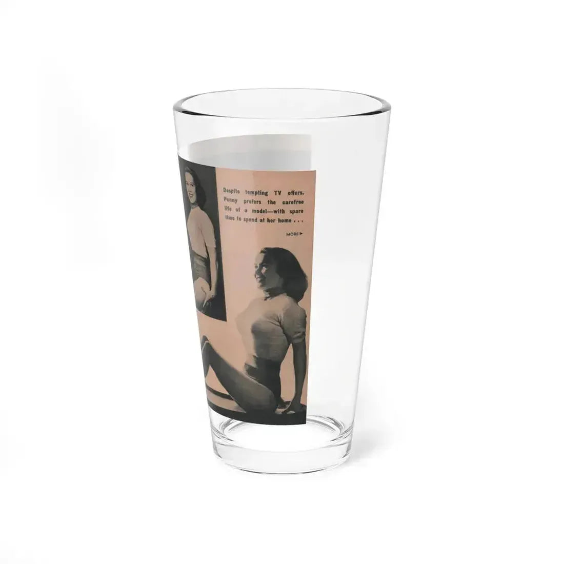 Penny Duncan #56 - [Pages 86 & 87] Pages 4 & 5 of 8 with, Penny+3 B&W Photos & Caption from BRIEF Digest Mag. March '55 (Vintage Female Icon) Pint Glass 16oz - Go Mug Yourself