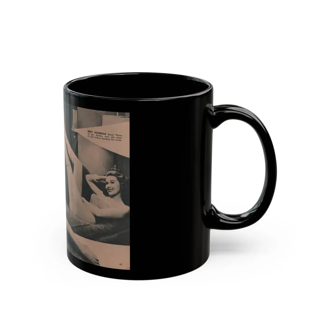 Penny Duncan #57 - [Pages 88 & 89] Pages 6 & 7 of 8 with, Penny+3 B&W Photos & 2 Captions from BRIEF Digest Mag. March '55 (Vintage Female Icon) Black Coffee Mug - Go Mug Yourself