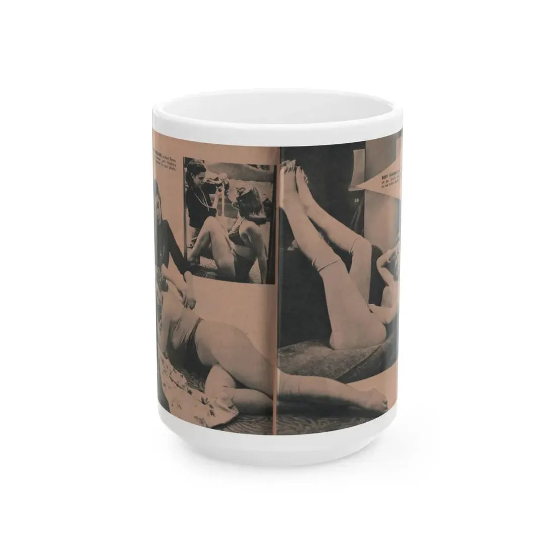 Penny Duncan #57 - [Pages 88 & 89] Pages 6 & 7 of 8 with, Penny+3 B&W Photos & 2 Captions from BRIEF Digest Mag. March '55 (Vintage Female Icon) White Coffee Mug 15oz - Go Mug Yourself