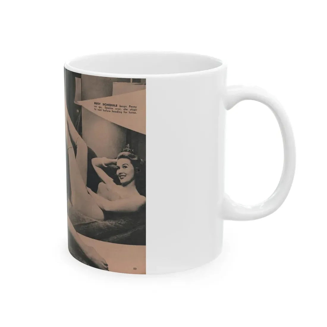 Penny Duncan #57 - [Pages 88 & 89] Pages 6 & 7 of 8 with, Penny+3 B&W Photos & 2 Captions from BRIEF Digest Mag. March '55 (Vintage Female Icon) White Coffee Mug - Go Mug Yourself