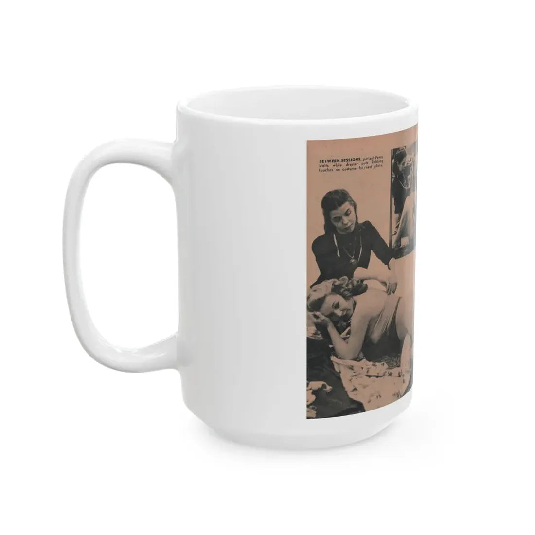 Penny Duncan #57 - [Pages 88 & 89] Pages 6 & 7 of 8 with, Penny+3 B&W Photos & 2 Captions from BRIEF Digest Mag. March '55 (Vintage Female Icon) White Coffee Mug - Go Mug Yourself