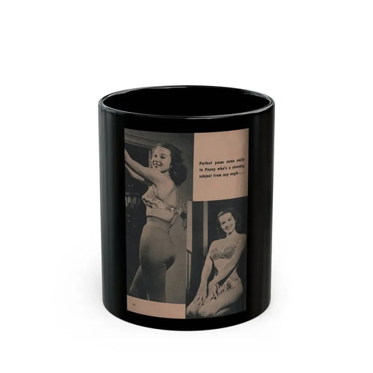 Penny Duncan #58 - [Page 90] Pages 8 of 8 with, Penny+2 B&W Photos & Caption from BRIEF Digest Mag. March '55 (Vintage Female Icon) Black Coffee Mug 11oz - Go Mug Yourself