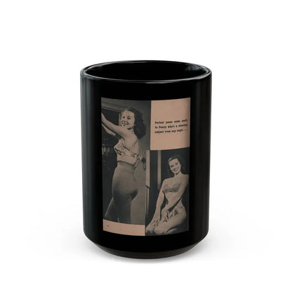 Penny Duncan #58 - [Page 90] Pages 8 of 8 with, Penny+2 B&W Photos & Caption from BRIEF Digest Mag. March '55 (Vintage Female Icon) Black Coffee Mug 15oz - Go Mug Yourself