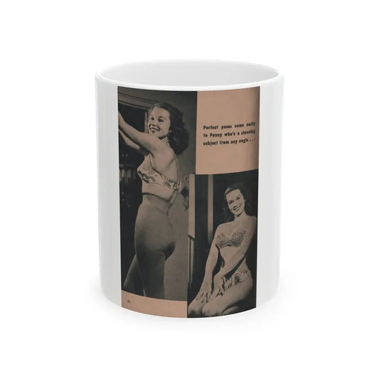 Penny Duncan #58 - [Page 90] Pages 8 of 8 with, Penny+2 B&W Photos & Caption from BRIEF Digest Mag. March '55 (Vintage Female Icon) White Coffee Mug 11oz - Go Mug Yourself