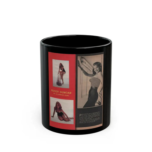 Penny Duncan #61 - [Pages 70 & 71] Pages 1 & 2 of 4 with, 2 Color Pics, 1 B&W Pic+Article from Ho! The Long Mag. For Men Nov. '57 (Vintage Female Icon) Black Coffee Mug 11oz - Go Mug Yourself