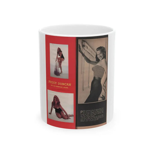 Penny Duncan #61 - [Pages 70 & 71] Pages 1 & 2 of 4 with, 2 Color Pics, 1 B&W Pic+Article from Ho! The Long Mag. For Men Nov. '57 (Vintage Female Icon) White Coffee Mug 11oz - Go Mug Yourself