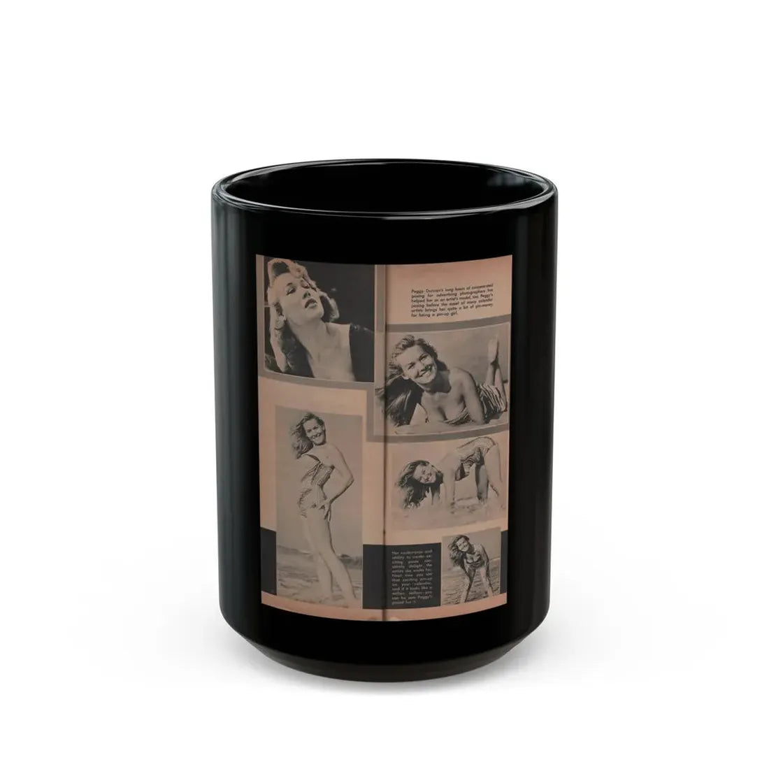 Penny Duncan #62 - [Pages 72 & 73] Pages 3 & 4 of 4 with, 5 B&W Photos & Captions from Ho! The Long Mag. For Men Nov. '57 (Vintage Female Icon) Black Coffee Mug 15oz - Go Mug Yourself