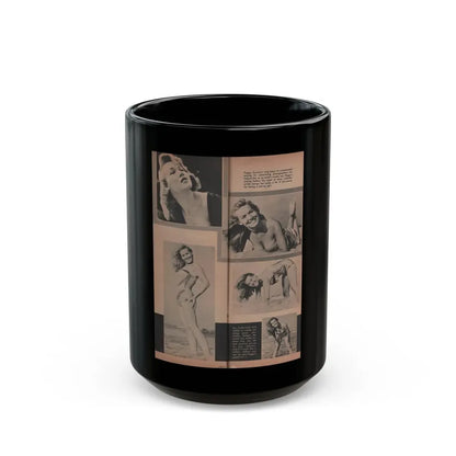 Penny Duncan #62 - [Pages 72 & 73] Pages 3 & 4 of 4 with, 5 B&W Photos & Captions from Ho! The Long Mag. For Men Nov. '57 (Vintage Female Icon) Black Coffee Mug 15oz - Go Mug Yourself