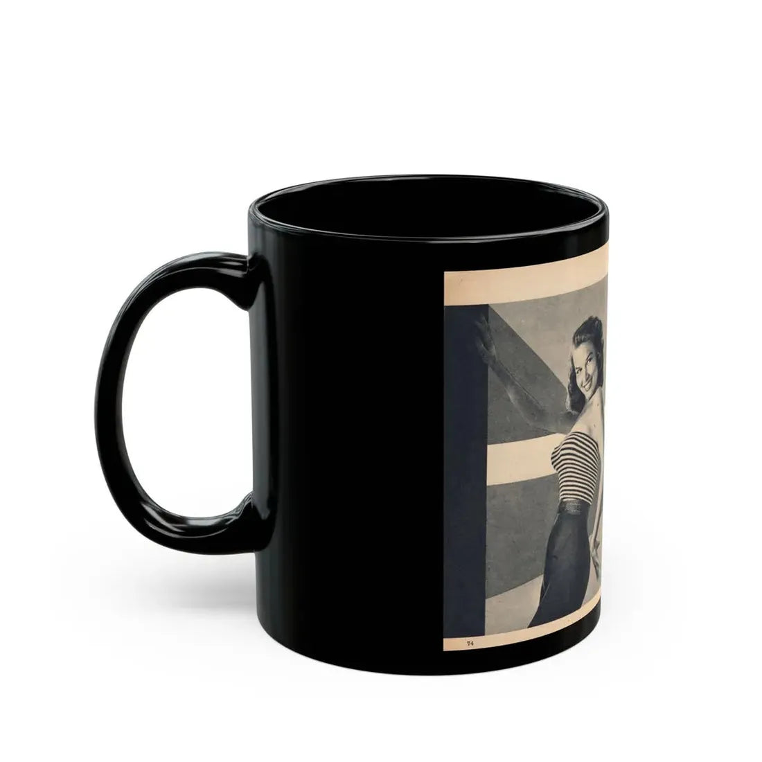 Penny Duncan #64 - [Pages 74 & 75] Pages 1 & 2 of 7 Featuring, Penny+3 B&W Photos, Headline & Caption on from BRIEF Digest Mag. Jan. '55 (Vintage Female Icon) Black Coffee Mug - Go Mug Yourself