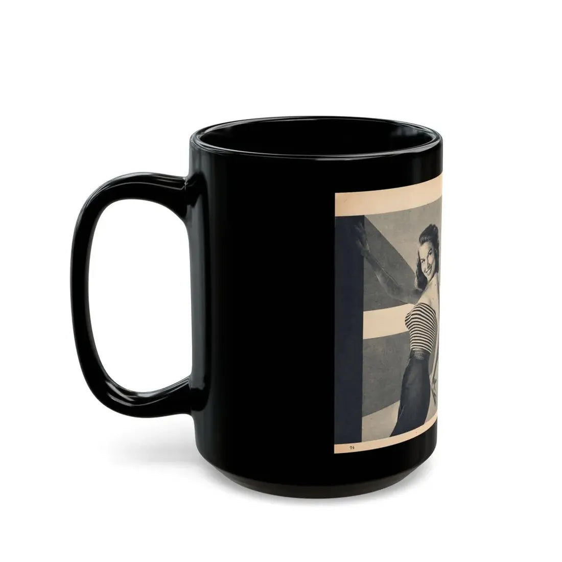 Penny Duncan #64 - [Pages 74 & 75] Pages 1 & 2 of 7 Featuring, Penny+3 B&W Photos, Headline & Caption on from BRIEF Digest Mag. Jan. '55 (Vintage Female Icon) Black Coffee Mug - Go Mug Yourself