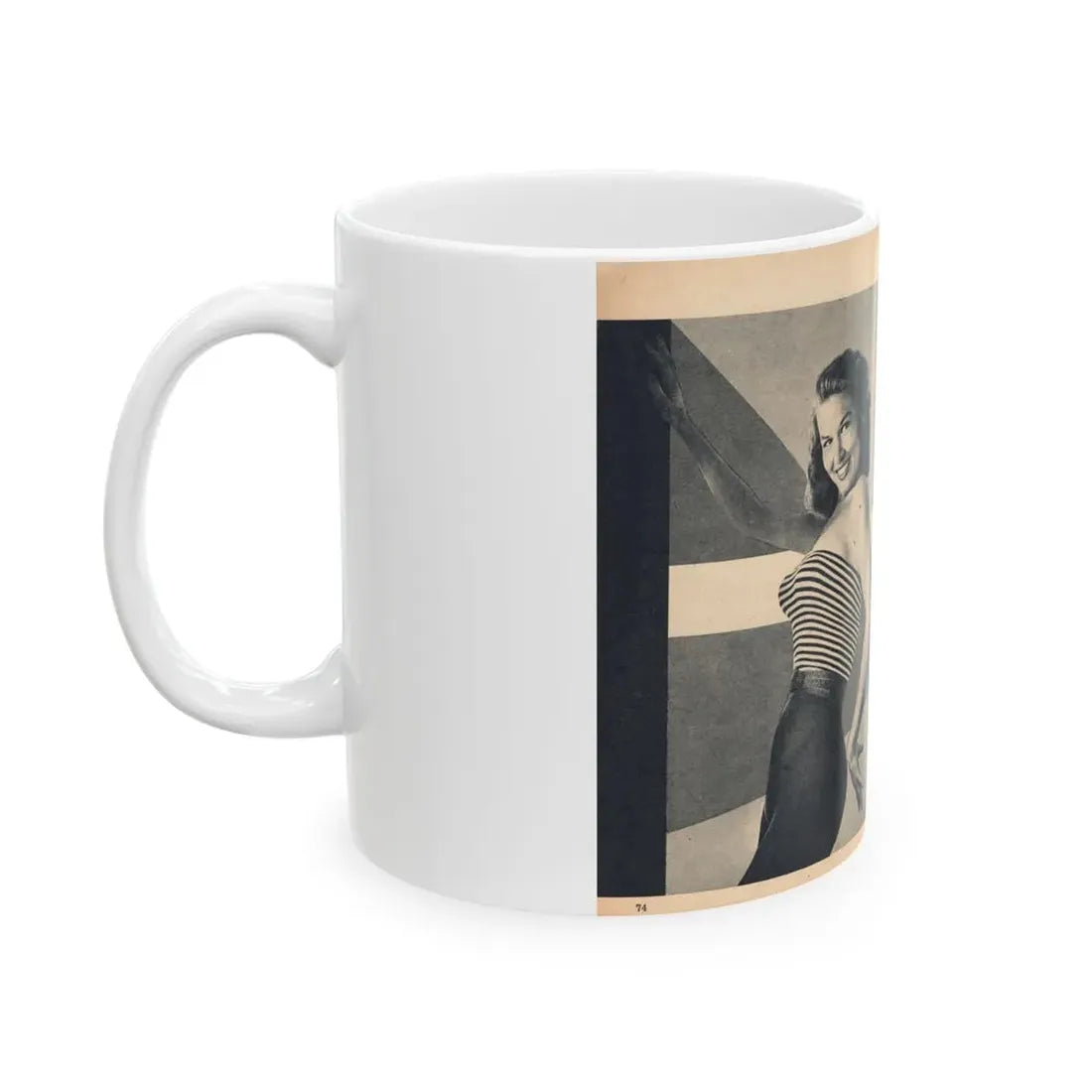 Penny Duncan #64 - [Pages 74 & 75] Pages 1 & 2 of 7 Featuring, Penny+3 B&W Photos, Headline & Caption on from BRIEF Digest Mag. Jan. '55 (Vintage Female Icon) White Coffee Mug - Go Mug Yourself