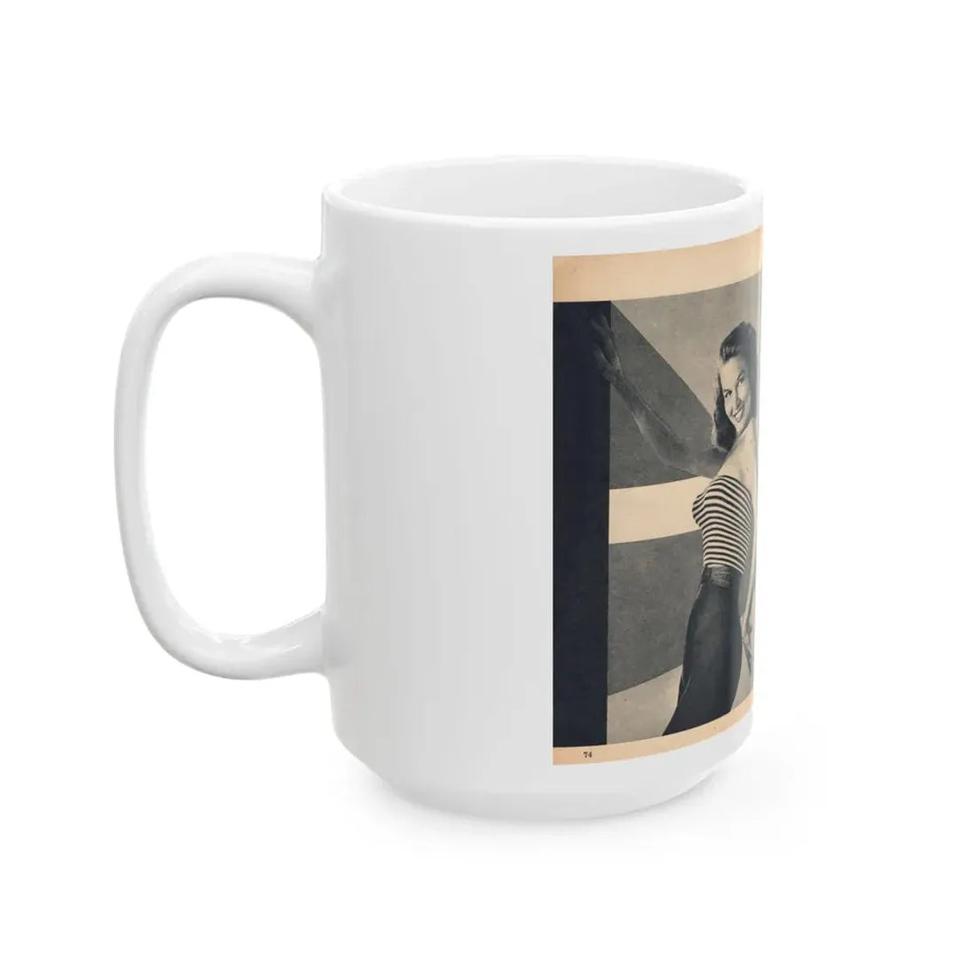 Penny Duncan #64 - [Pages 74 & 75] Pages 1 & 2 of 7 Featuring, Penny+3 B&W Photos, Headline & Caption on from BRIEF Digest Mag. Jan. '55 (Vintage Female Icon) White Coffee Mug - Go Mug Yourself