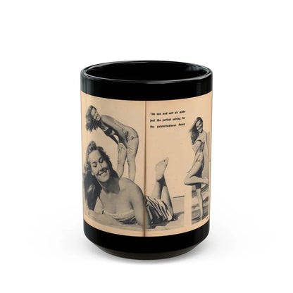 Penny Duncan #65 - [Pages 76 & 77] Pages 3 & 4 of 7 Featuring, Penny+3 B&W Photos & Caption on from BRIEF Digest Mag. Jan. '55 (Vintage Female Icon) Black Coffee Mug 15oz - Go Mug Yourself