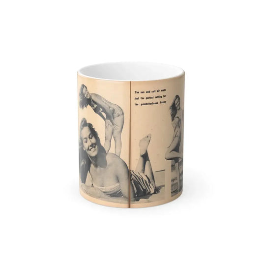 Penny Duncan #65 - [Pages 76 & 77] Pages 3 & 4 of 7 Featuring, Penny+3 B&W Photos & Caption on from BRIEF Digest Mag. Jan. '55 (Vintage Female Icon) Color Changing Mug 11oz Default Title 11oz - Go Mug Yourself