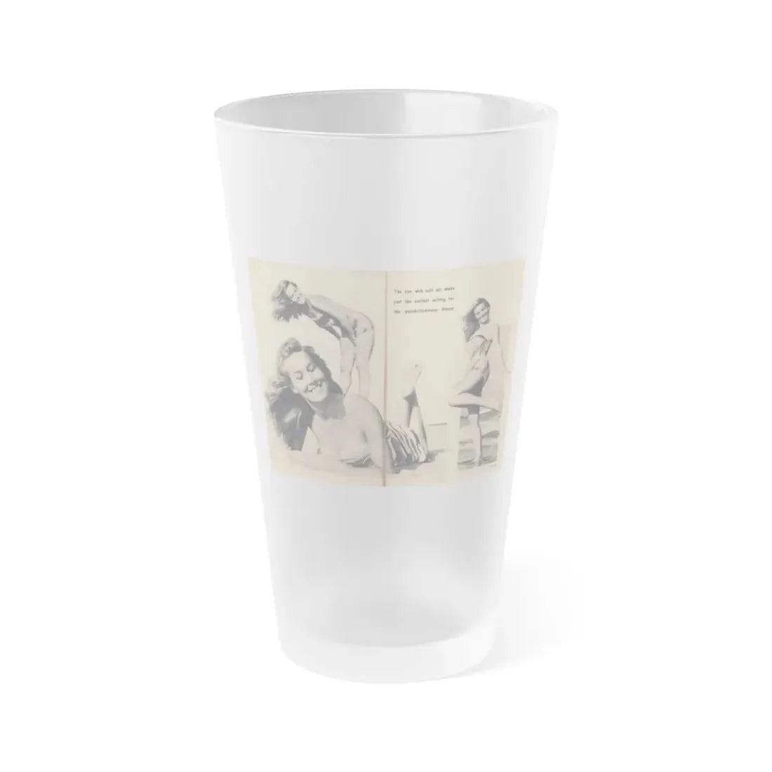 Penny Duncan #65 - [Pages 76 & 77] Pages 3 & 4 of 7 Featuring, Penny+3 B&W Photos & Caption on from BRIEF Digest Mag. Jan. '55 (Vintage Female Icon) Frosted Pint Glass 16oz 16oz Frosted - Go Mug Yourself