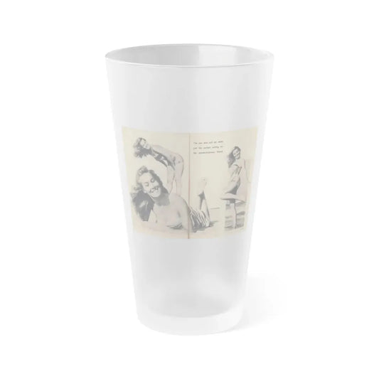 Penny Duncan #65 - [Pages 76 & 77] Pages 3 & 4 of 7 Featuring, Penny+3 B&W Photos & Caption on from BRIEF Digest Mag. Jan. '55 (Vintage Female Icon) Frosted Pint Glass 16oz 16oz Frosted - Go Mug Yourself