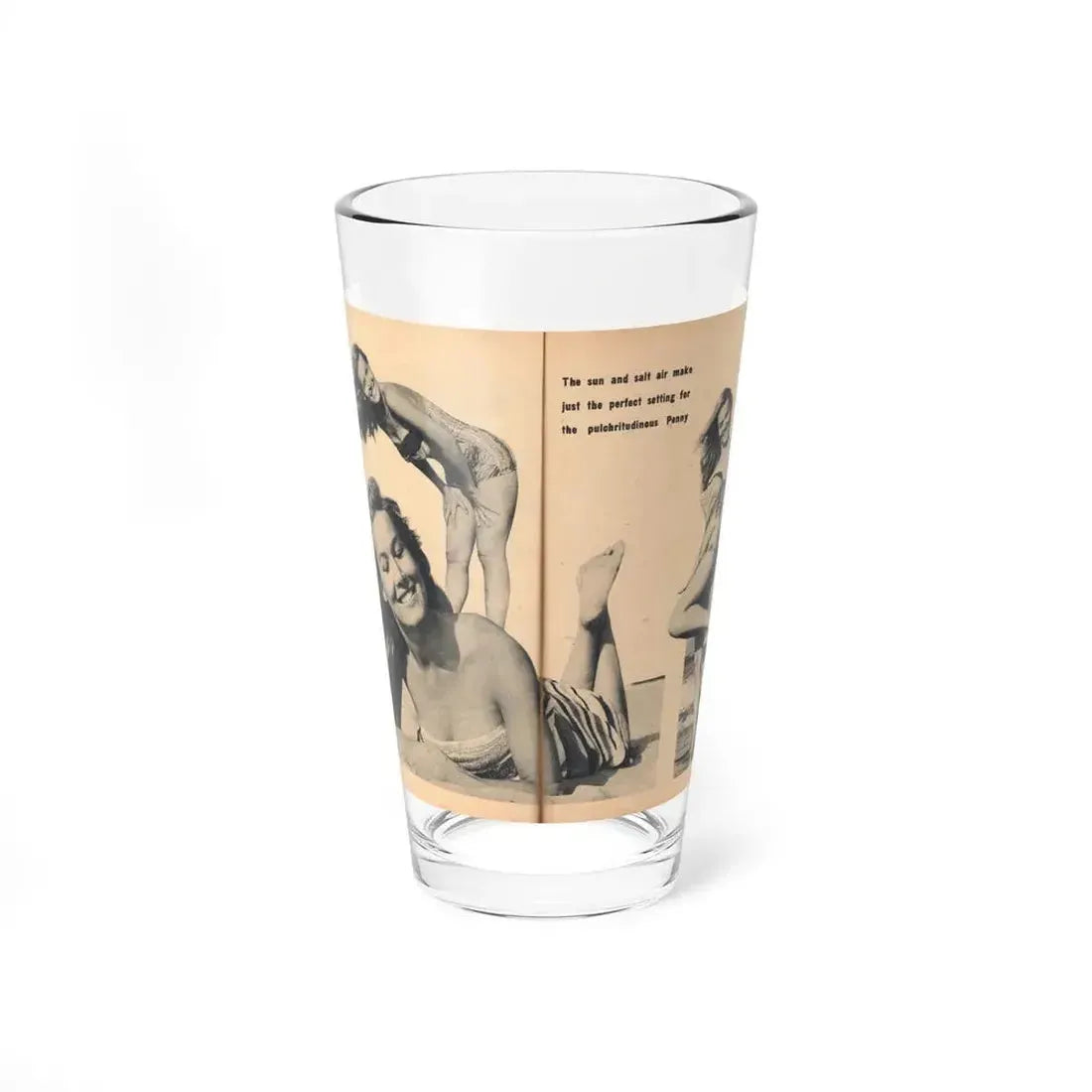 Penny Duncan #65 - [Pages 76 & 77] Pages 3 & 4 of 7 Featuring, Penny+3 B&W Photos & Caption on from BRIEF Digest Mag. Jan. '55 (Vintage Female Icon) Pint Glass 16oz 16oz - Go Mug Yourself