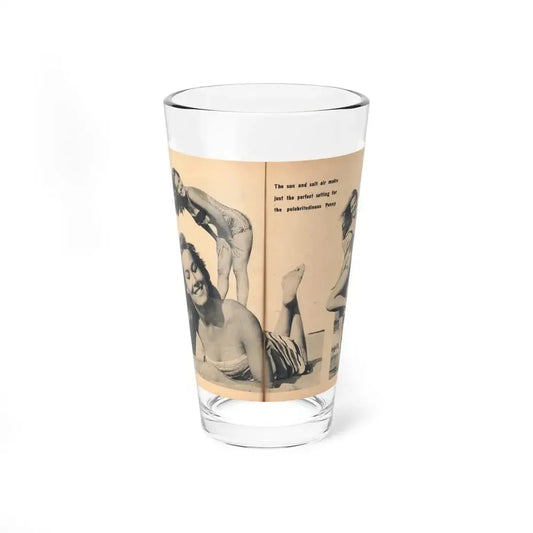 Penny Duncan #65 - [Pages 76 & 77] Pages 3 & 4 of 7 Featuring, Penny+3 B&W Photos & Caption on from BRIEF Digest Mag. Jan. '55 (Vintage Female Icon) Pint Glass 16oz 16oz - Go Mug Yourself
