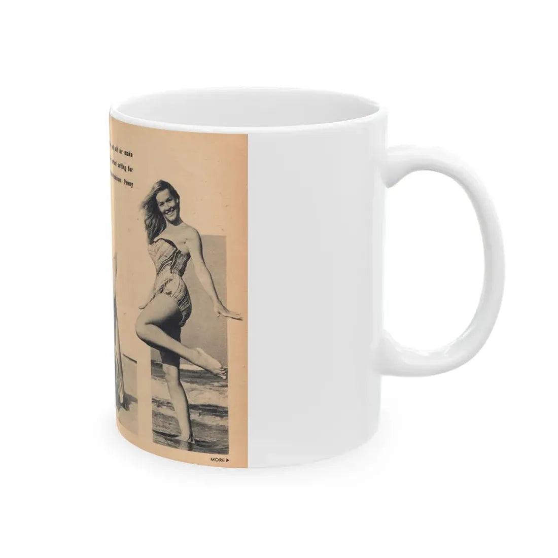 Penny Duncan #65 - [Pages 76 & 77] Pages 3 & 4 of 7 Featuring, Penny+3 B&W Photos & Caption on from BRIEF Digest Mag. Jan. '55 (Vintage Female Icon) White Coffee Mug - Go Mug Yourself
