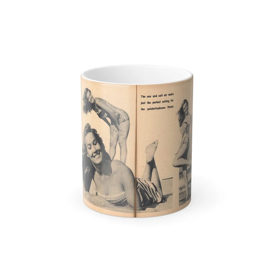 Penny Duncan #65 - [Pages 76 & 77] Pages 3 & 4 of 7 Featuring, Penny+3 B&W Photos & Caption on from BRIEF Digest Mag. Jan. '55 (Vintage Female Icons) Color Changing Mug 11oz-11oz-Go Mug Yourself