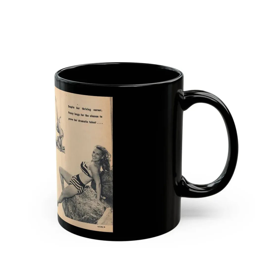 Penny Duncan #66 - [Pages 78 & 79] Pages 5 & 6 of 7 Featuring, Penny+3 B&W Photos & Caption on from BRIEF Digest Mag. Jan. '55 (Vintage Female Icon) Black Coffee Mug - Go Mug Yourself