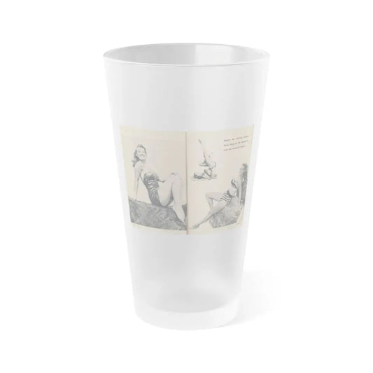 Penny Duncan #66 - [Pages 78 & 79] Pages 5 & 6 of 7 Featuring, Penny+3 B&W Photos & Caption on from BRIEF Digest Mag. Jan. '55 (Vintage Female Icon) Frosted Pint Glass 16oz 16oz Frosted - Go Mug Yourself
