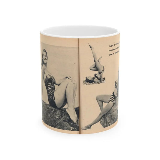 Penny Duncan #66 - [Pages 78 & 79] Pages 5 & 6 of 7 Featuring, Penny+3 B&W Photos & Caption on from BRIEF Digest Mag. Jan. '55 (Vintage Female Icon) White Coffee Mug 11oz - Go Mug Yourself