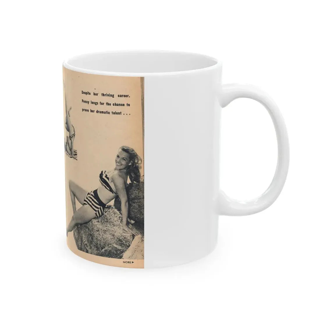 Penny Duncan #66 - [Pages 78 & 79] Pages 5 & 6 of 7 Featuring, Penny+3 B&W Photos & Caption on from BRIEF Digest Mag. Jan. '55 (Vintage Female Icon) White Coffee Mug - Go Mug Yourself