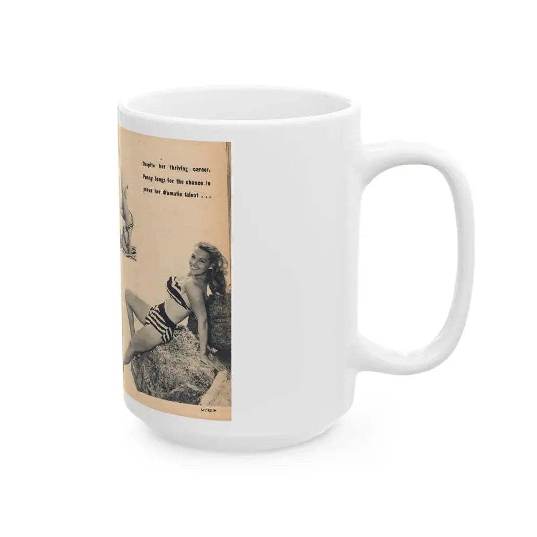 Penny Duncan #66 - [Pages 78 & 79] Pages 5 & 6 of 7 Featuring, Penny+3 B&W Photos & Caption on from BRIEF Digest Mag. Jan. '55 (Vintage Female Icon) White Coffee Mug - Go Mug Yourself