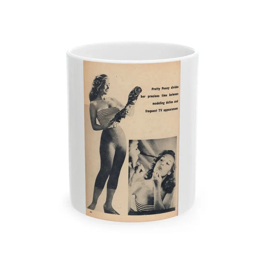 Penny Duncan #67 - [Pages 80] Pages 7 of 7 Featuring, Penny+2 B&W Photos & Caption on from BRIEF Digest Mag. Jan. '55 (Vintage Female Icon) White Coffee Mug 11oz - Go Mug Yourself