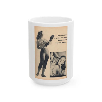 Penny Duncan #67 - [Pages 80] Pages 7 of 7 Featuring, Penny+2 B&W Photos & Caption on from BRIEF Digest Mag. Jan. '55 (Vintage Female Icon) White Coffee Mug 15oz - Go Mug Yourself