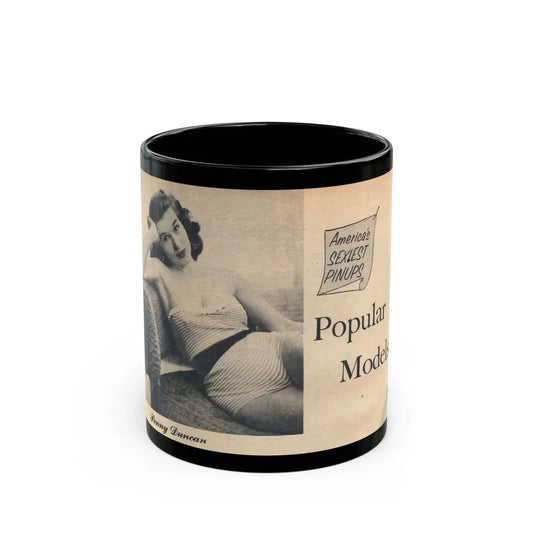 Penny Duncan #69 - 1 Page & 1 B&W Photo of Penny from EYE Digest Mag. Nov. '54 Featuring 25 of America's Sexiest Pin-Ups Section (Vintage Female Icon) Black Coffee Mug 11oz - Go Mug Yourself