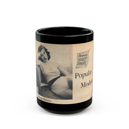 Penny Duncan #69 - 1 Page & 1 B&W Photo of Penny from EYE Digest Mag. Nov. '54 Featuring 25 of America's Sexiest Pin-Ups Section (Vintage Female Icon) Black Coffee Mug 15oz - Go Mug Yourself