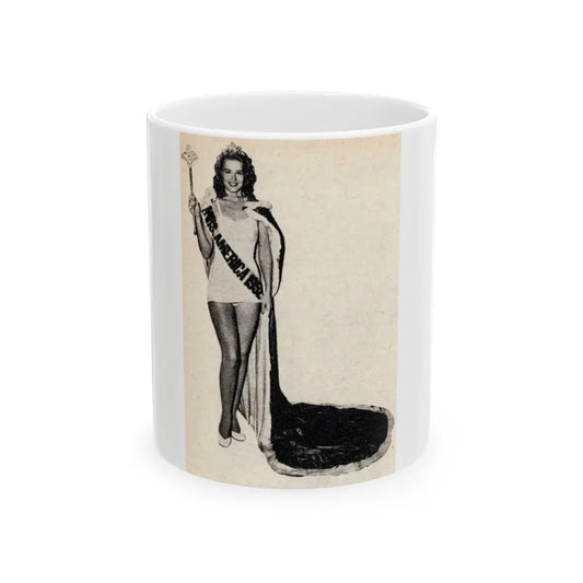 Penny Duncan #70 - [Pages 42] 1 small cropped B&W Miss America Title Pin-Up Photo from REAL FOR MEN Mag. Jan. '53 (Vintage Female Icon) White Coffee Mug 11oz - Go Mug Yourself