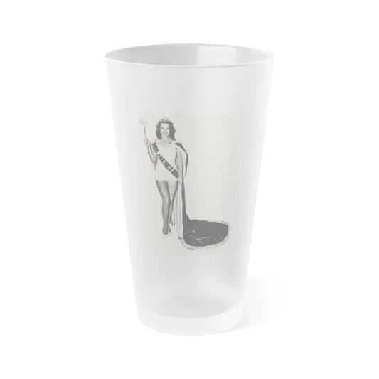 Penny Duncan #70 - [Pages 42] 1 small cropped B&W Miss America Title Pin-Up Photo from REAL FOR MEN Mag. Jan. '53 (Vintage Female Icon) Frosted Pint Glass 16oz-16oz-Frosted-Go Mug Yourself